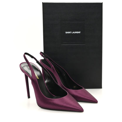 Saint Laurent Crepe Satin Zoe 105 Slingback Pump 38 Gem Purple 10 of 10