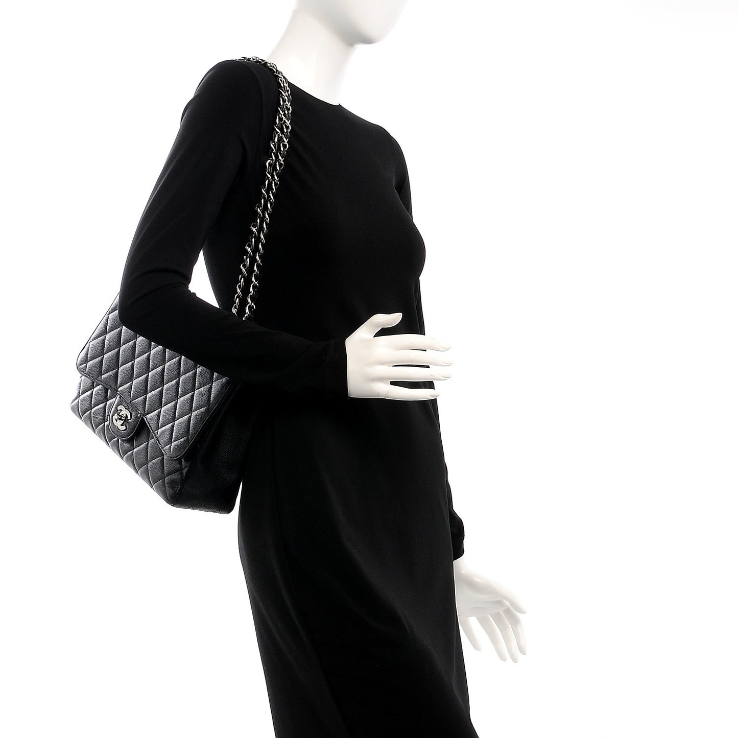 Caviar Quilted Jumbo Single Flap Black