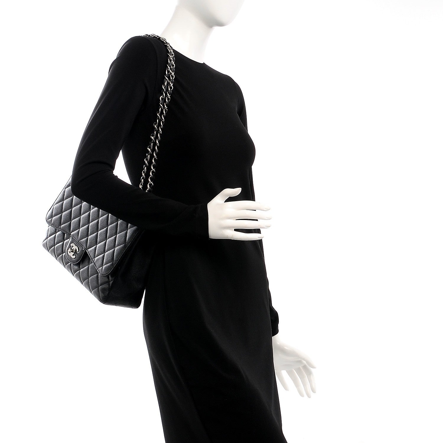 Chanel Caviar Quilted Jumbo Single Flap Black 2 of 7