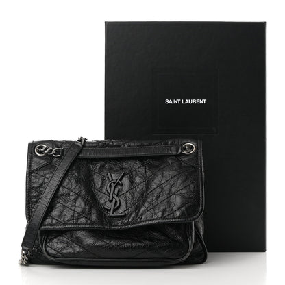 Saint Laurent Crinkled Calfskin Matelasse Monogram Medium Niki Chain Satchel Black 12 of 12
