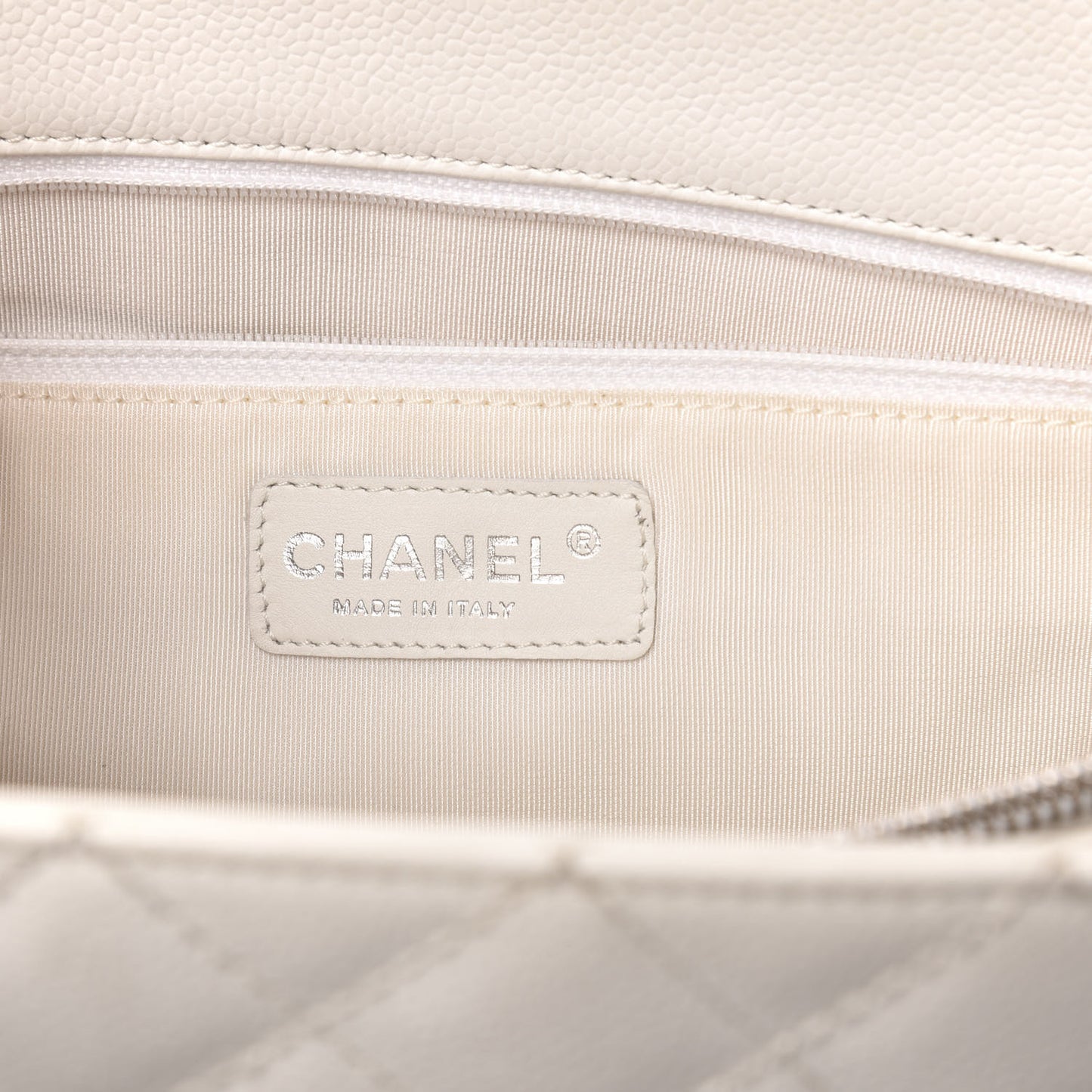 Caviar Quilted Grand Shopping Tote GST White