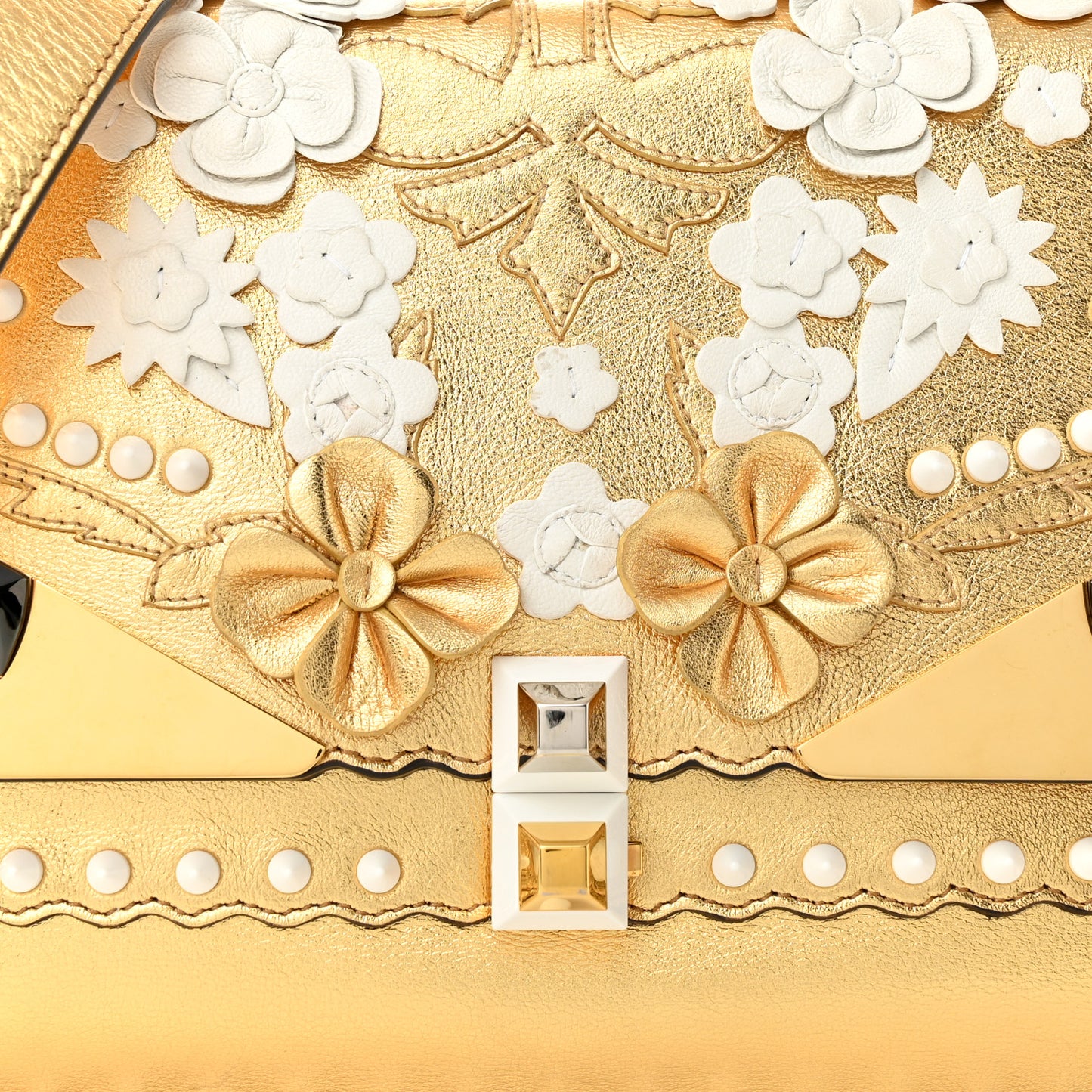 Metallic Calfskin Wonder Monster Kan I Shoulder Bag Gold