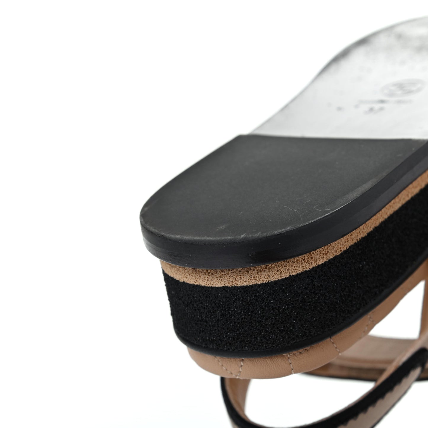 Satin CC Platform Sandals 37 Beige Black