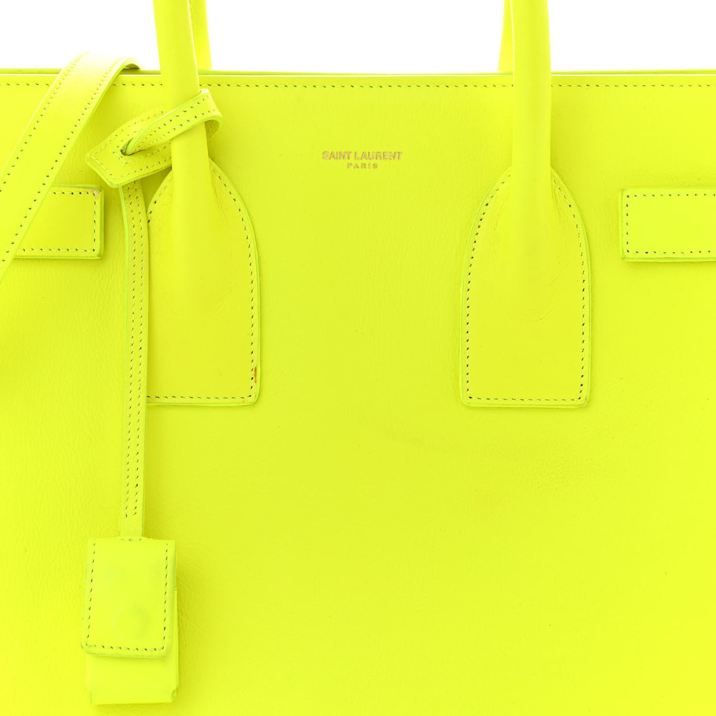 Calfskin Small Sac De Jour Bag Neon Yellow