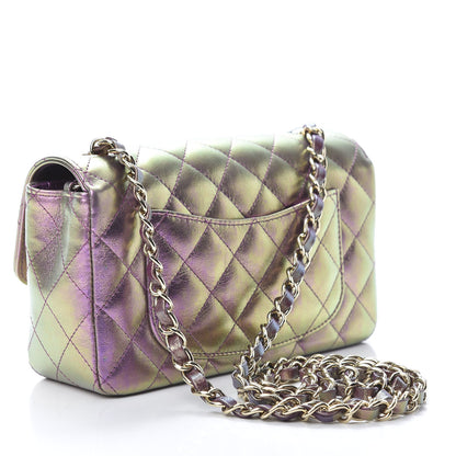 Chanel Iridescent Lambskin Quilted Mini Rectangular Flap Purple 3 of 11
