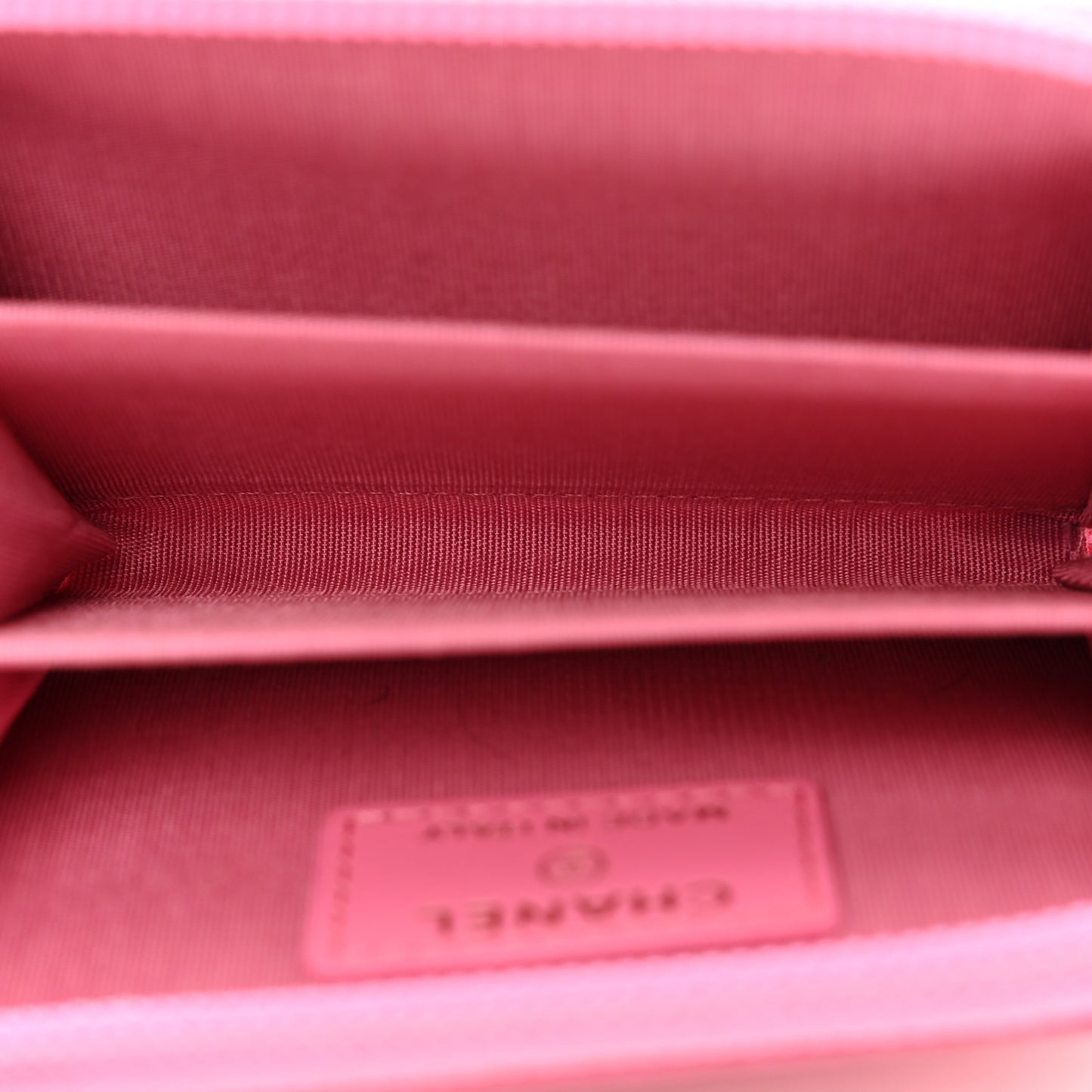 Calfskin Quilted Boy Zip Around Coin Purse Wallet Pink