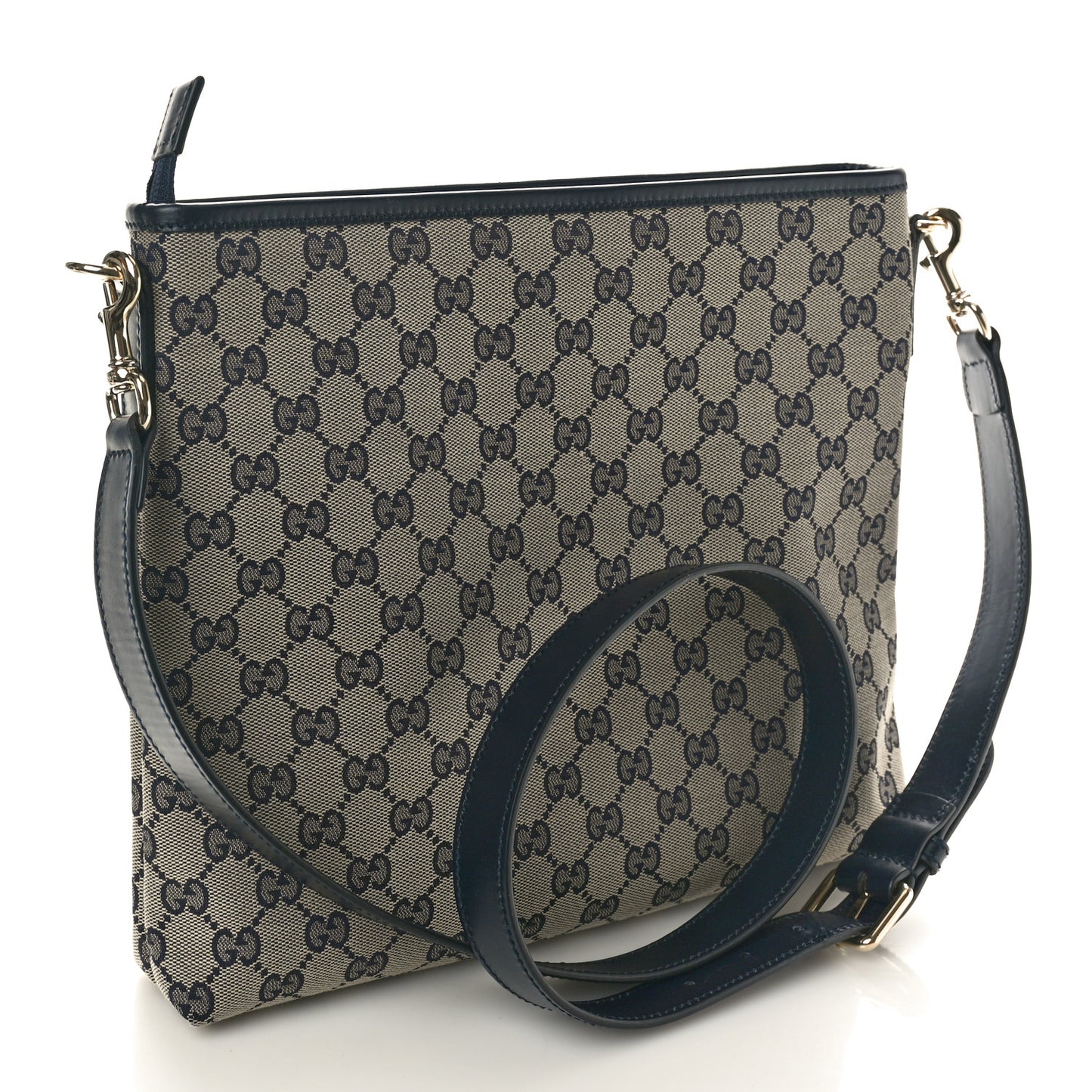 GG Supreme Monogram Web Flat Messenger Bag Navy