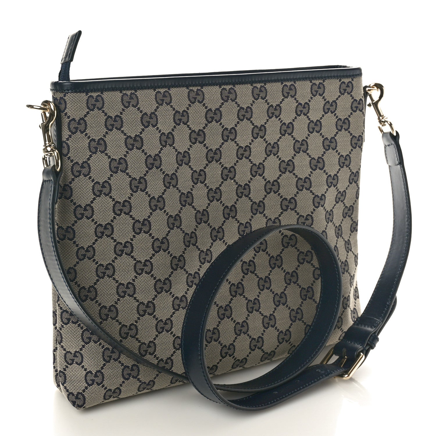 Gucci GG Supreme Monogram Web Flat Messenger Bag Navy 3 of 10