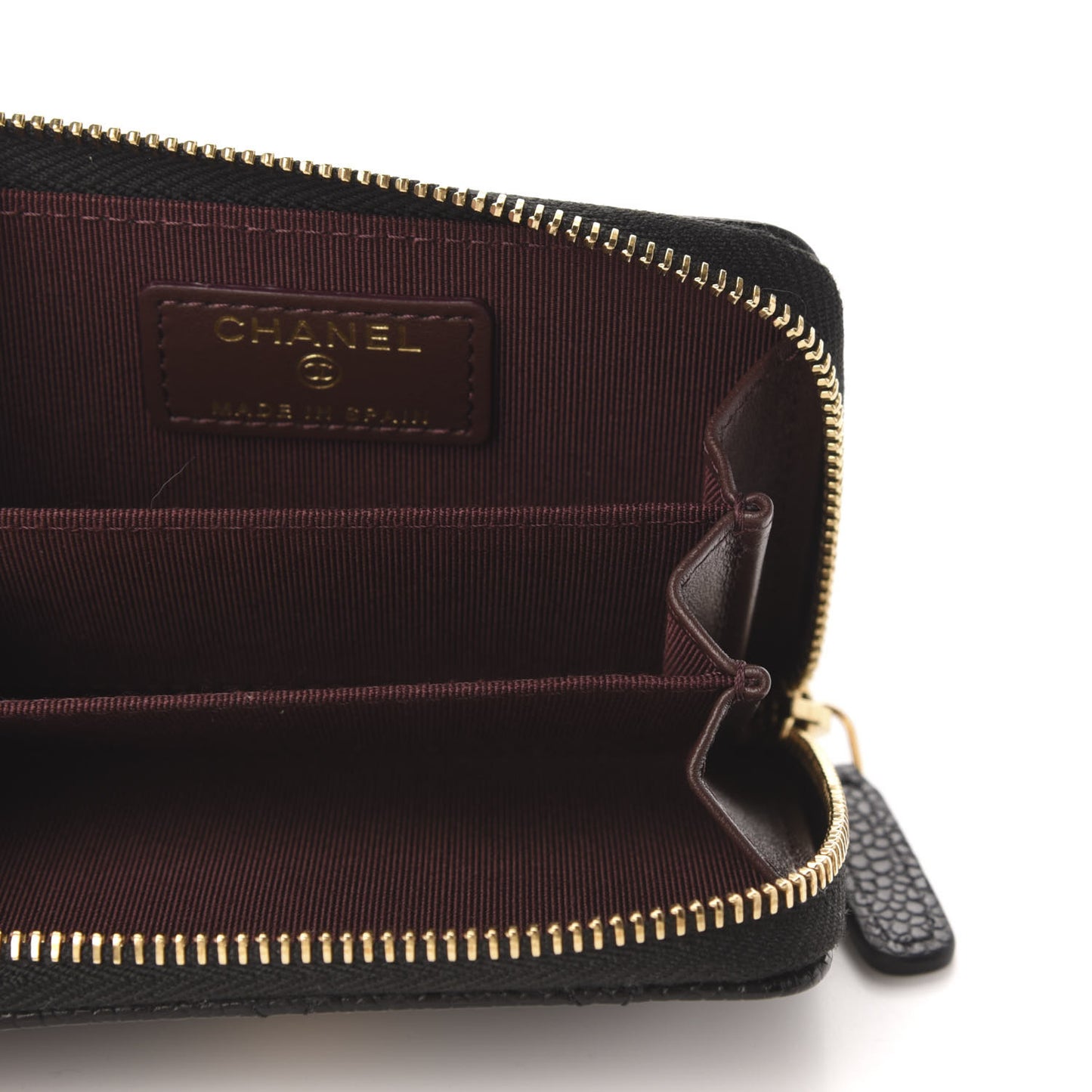 Caviar Quilted Zip Coin Purse Black