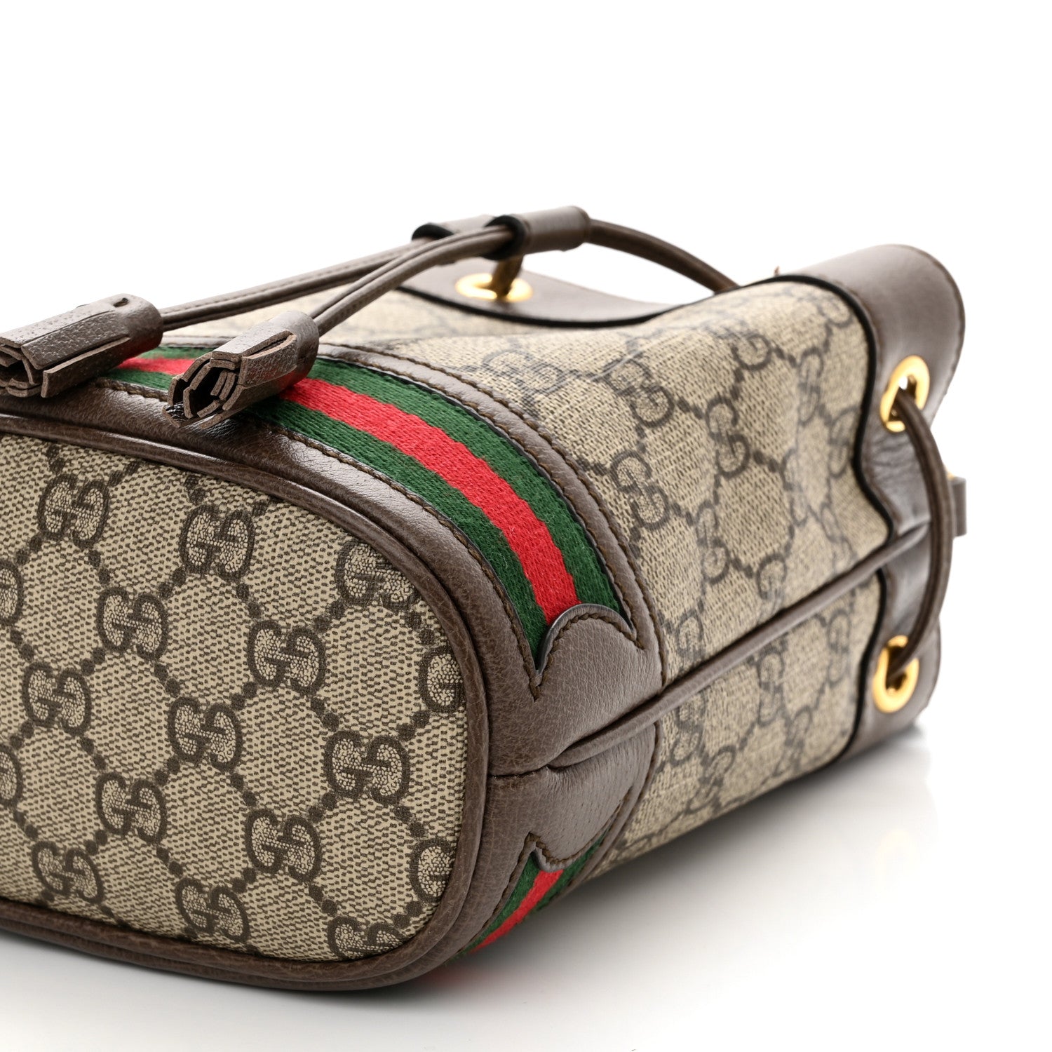 Gucci GG Supreme Monogram Web Mini Ophidia Bucket Bag Brown 10 of 10