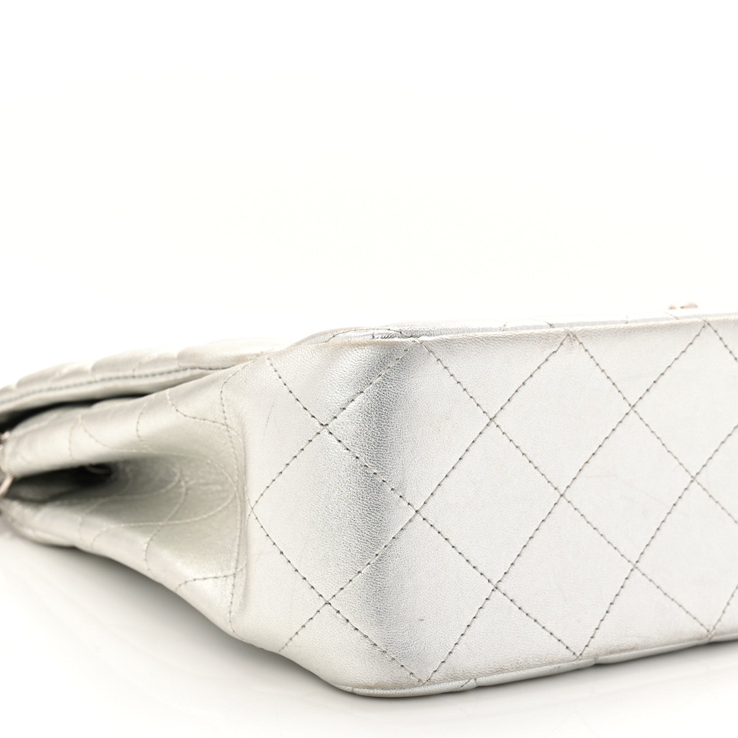 Chanel Metallic Lambskin Quilted Jumbo Single Flap Silver 9 of 11
