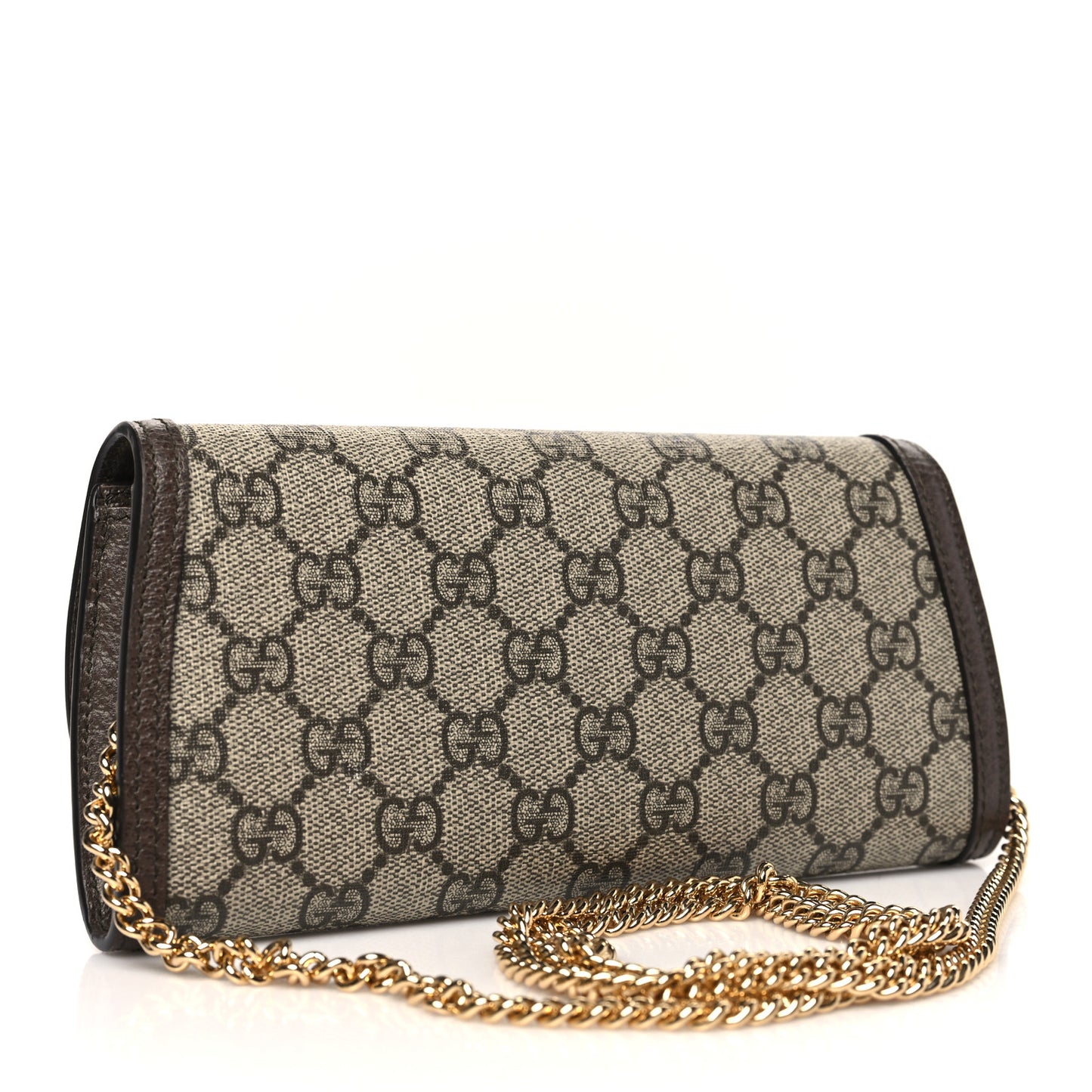 GG Supreme Monogram Textured Dollar Calfskin Blondie Continental Chain Wallet Beige Ebony New Acero