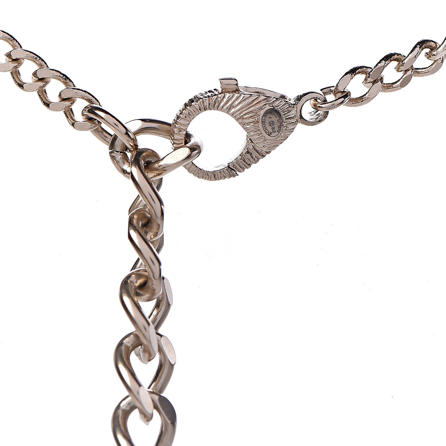 Pearl Lambskin Chain CC Flower Pendant Necklace Gold Yellow