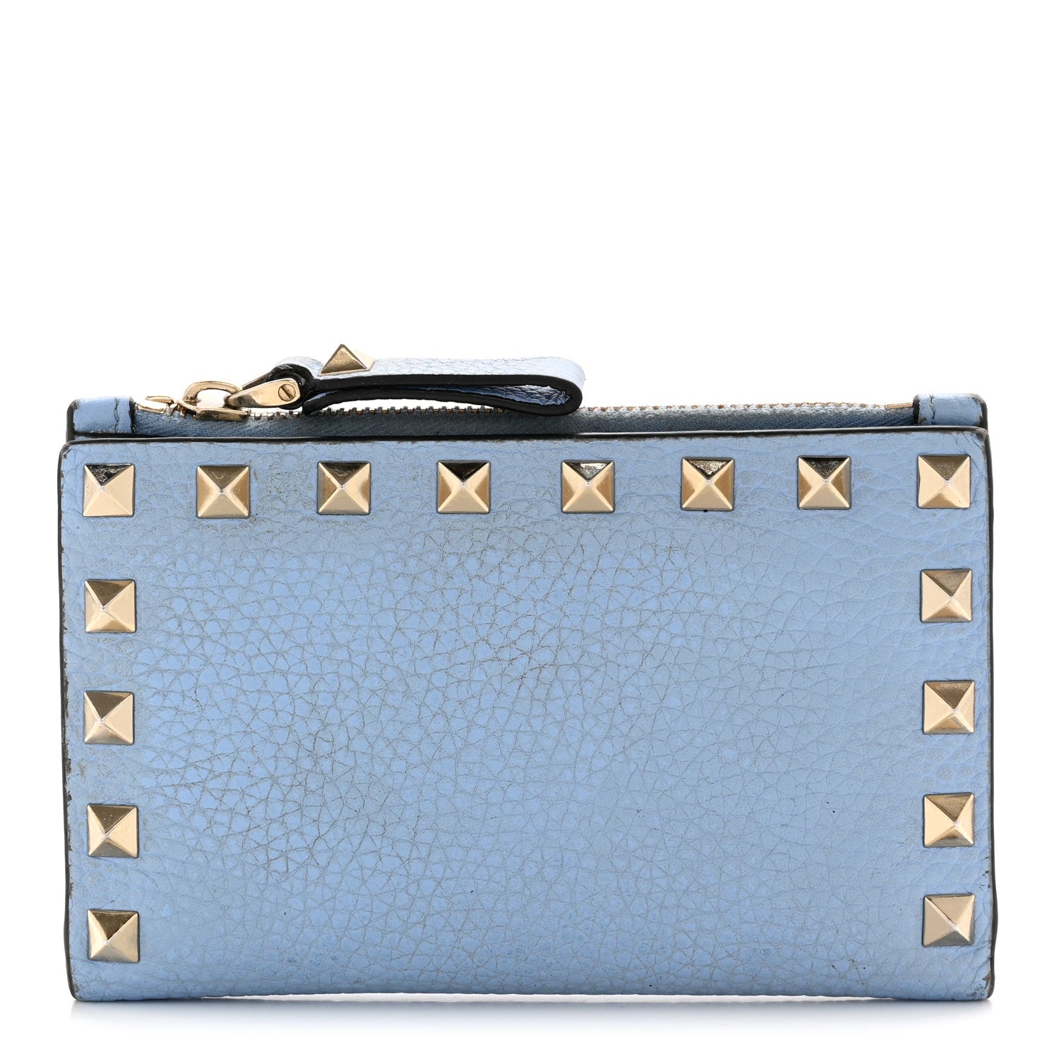 Valentino Garavani Grainy Calfskin Rockstud Coin Purse Card Holder Niagara 1 of 11