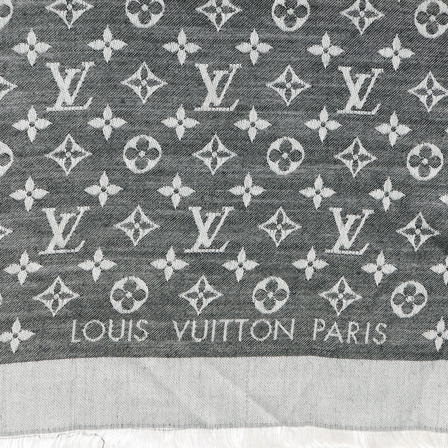 Louis Vuitton Wool Silk Monogram Denim Shawl Black 4 of 5