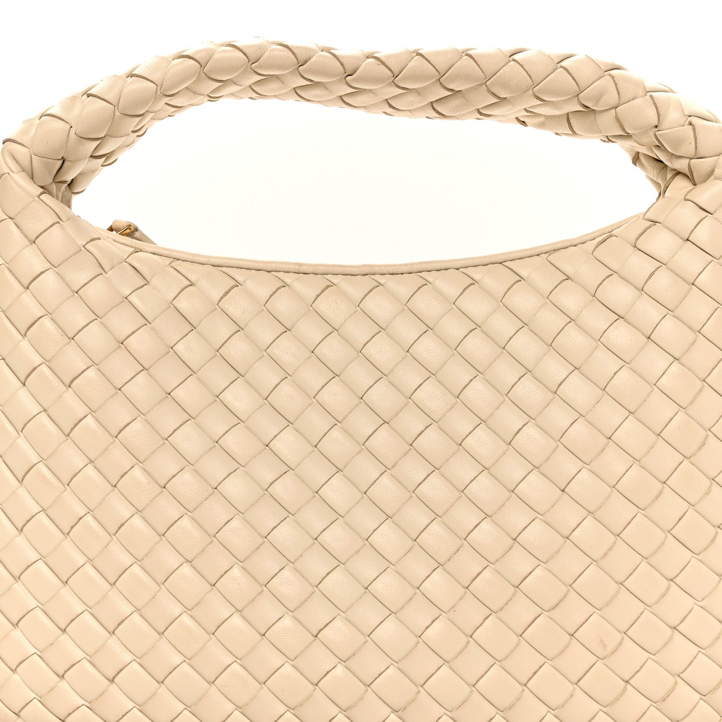 Supple Nappa Intrecciato Padded Small Veneta Hobo Sea Salt