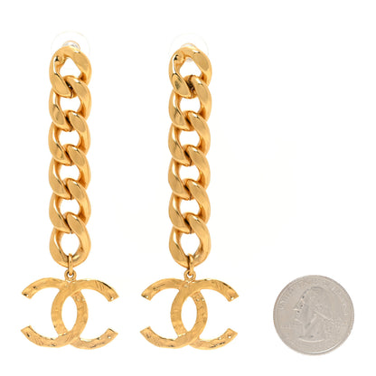 Chanel Metal CC Pick Drop Earrings Gold 2 of 5