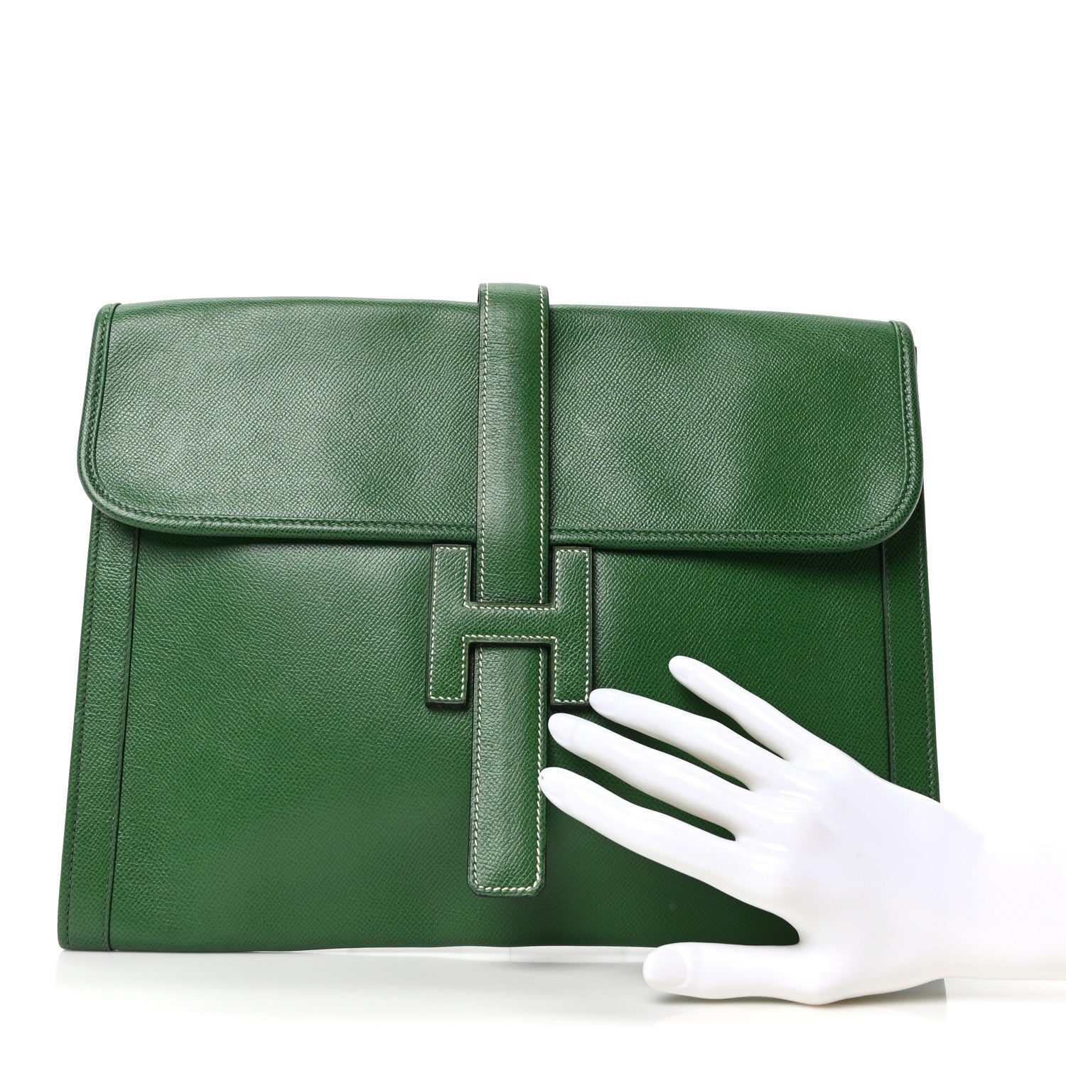 HERMES ☆ル・モンド  1990 Hermes Courchevel Jige GM Clutch Vert Bengale 1779556 – FASHIONPHILE