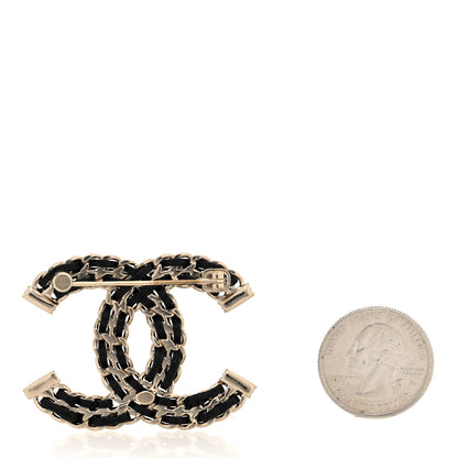 Chanel Lambskin Crystal CC Chain Brooch Black Gold 2 of 4