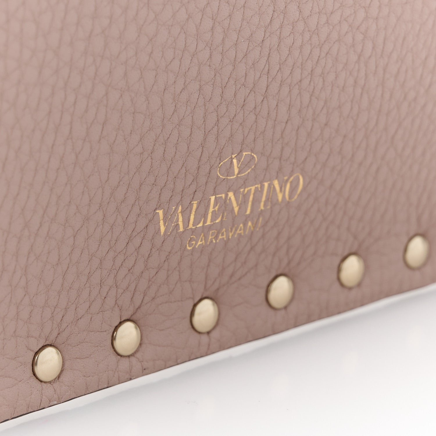 Valentino Garavani Pebbled Calfskin Large Rockstud Envelope Clutch Poudre 7 of 10