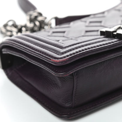 Chanel Calfskin Crystal Embossed Small Boy Flap Plum 10 of 15