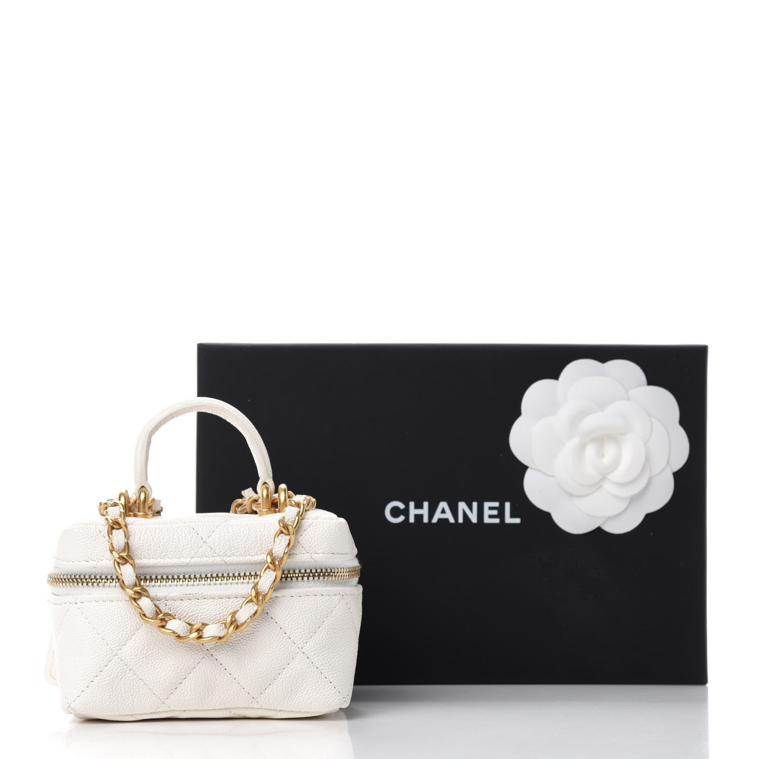 Chanel Caviar Quilted Mini Top Handle Vanity With Chain White 11 of 11