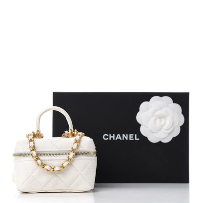 Chanel Caviar Quilted Mini Top Handle Vanity With Chain White 11 of 11