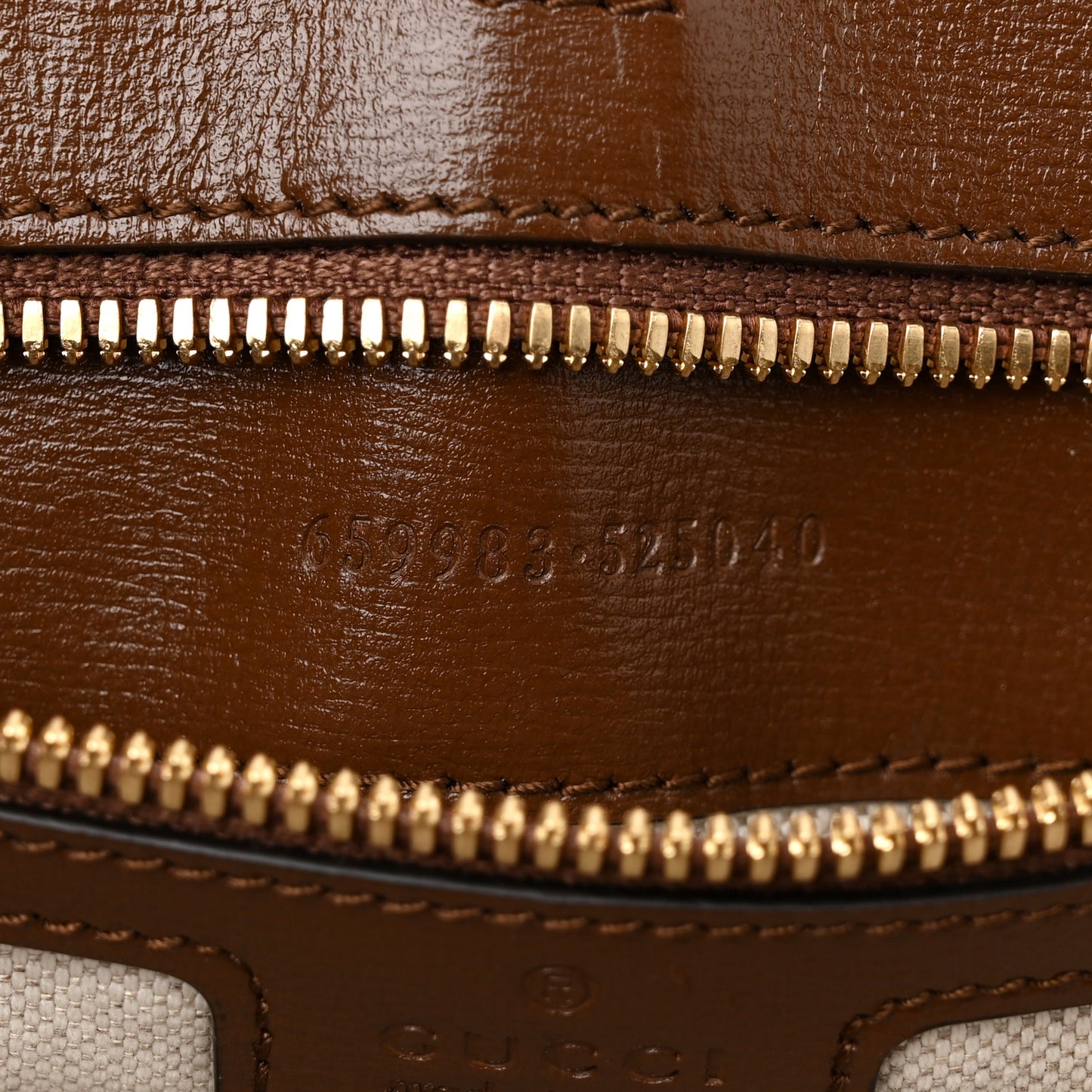 GG Supreme Monogram Azalea Calfskin Small Retro Interlocking G Tote Bag Beige Ebony Brown Sugar