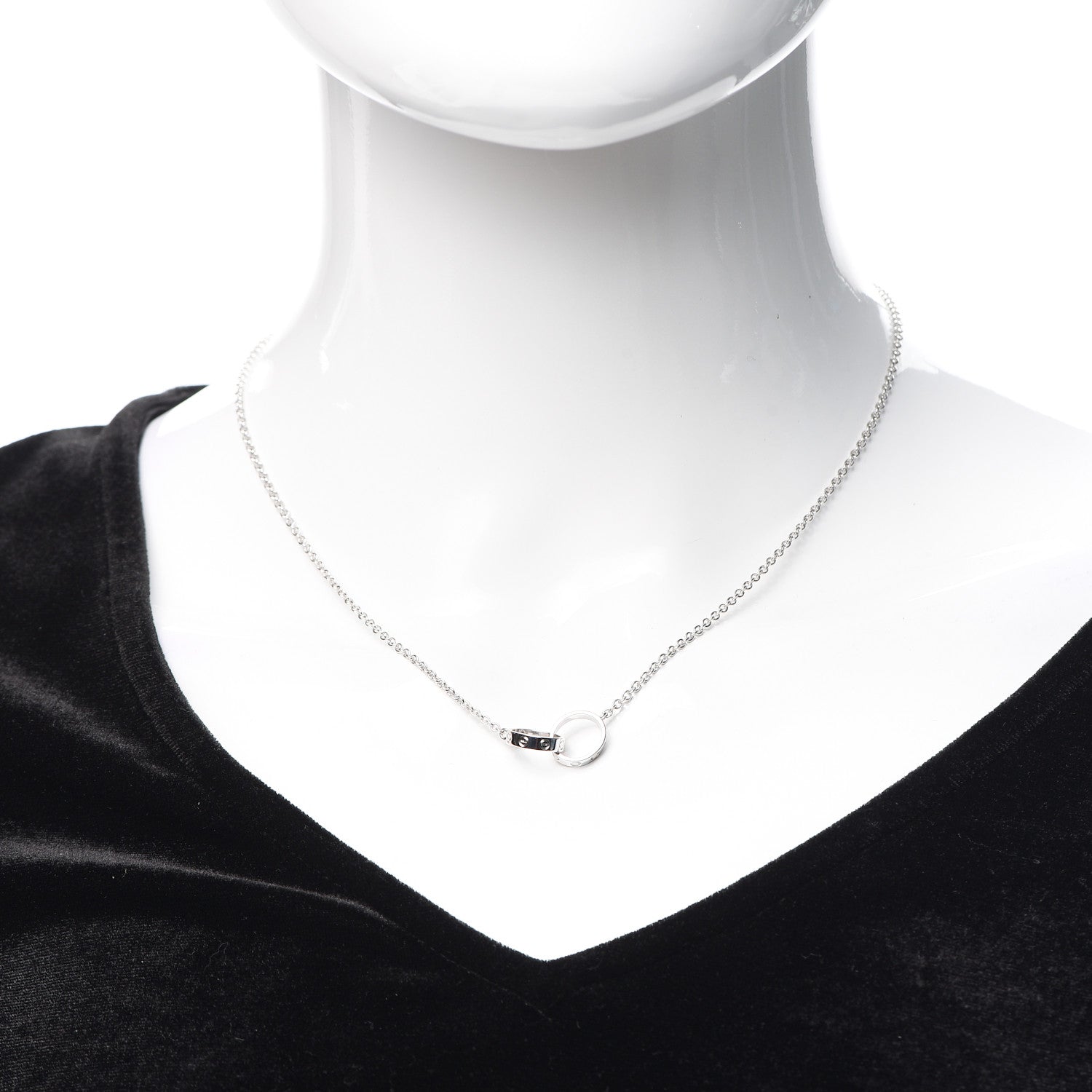Cartier 18K White Gold Interlocking LOVE Necklace 2 of 4