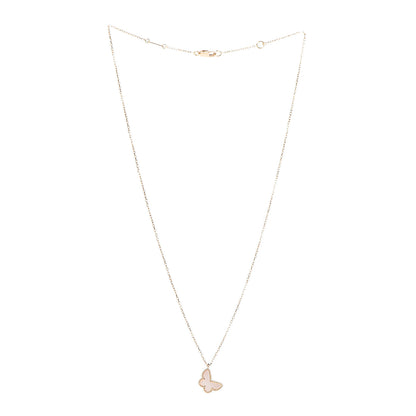Van Cleef & Arpels 18K Yellow Gold Mother of Pearl Sweet Alhambra Butterfly Pendant Necklace 3 of 9