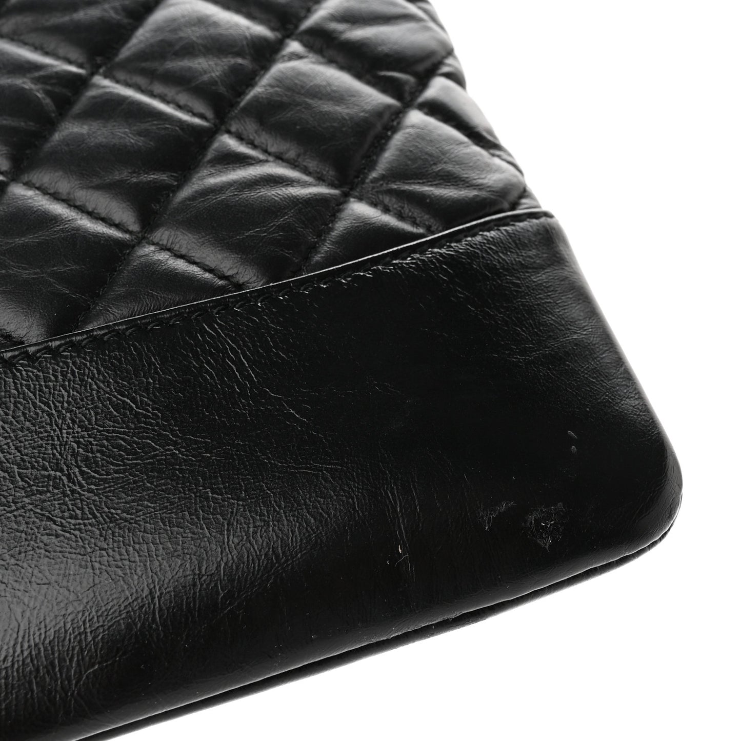 Aged Calfskin Quilted Medium Gabrielle Cosmetic Case Black