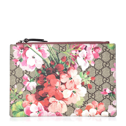 Gucci GG Supreme Monogram Blooms Small Zip Pouch Beige Multicolor Dry Rose 1 of 6