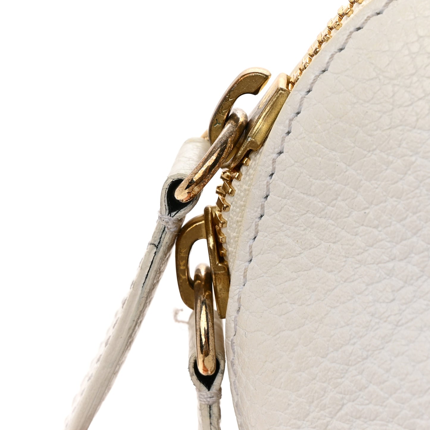 London Grainy Calfskin Small Greenwood Bowling Bag White