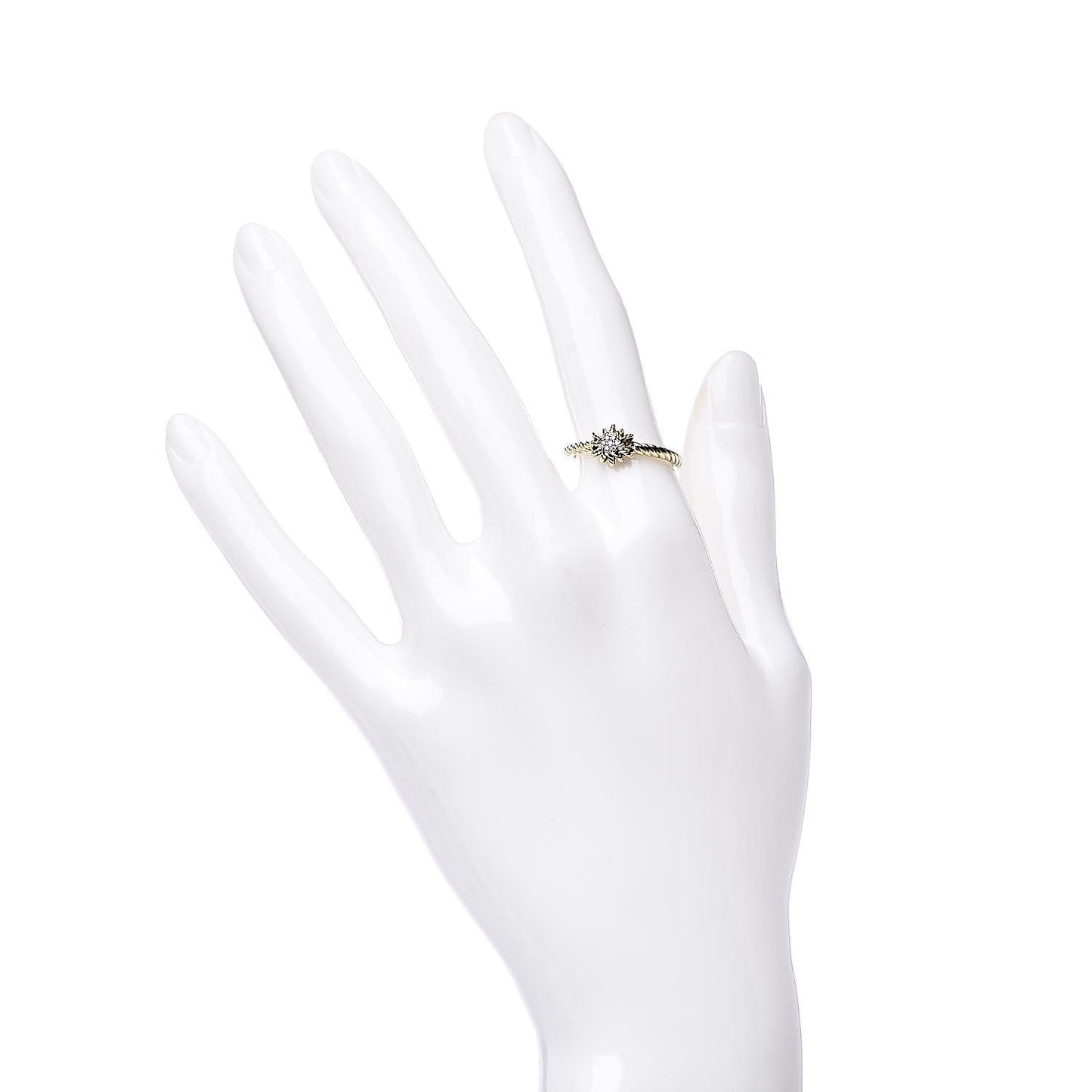 18K Yellow Gold Diamond 2mm Starburst Ring 52 6