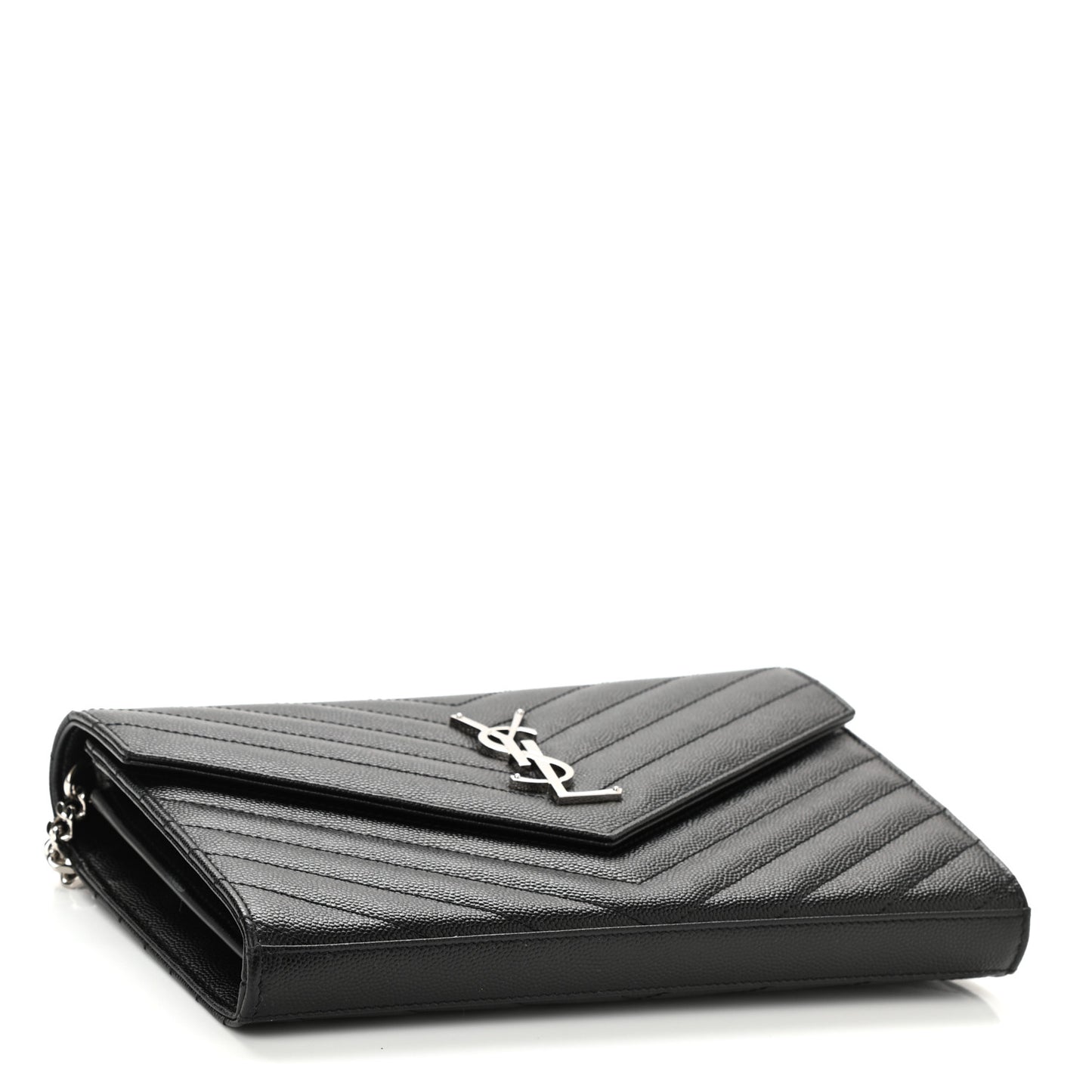 Grain De Poudre Matelasse Chevron Monogram Chain Wallet Black