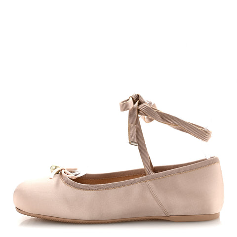 Satin Grosgrain D-Joy Ballet Flats 36 Beige Rose