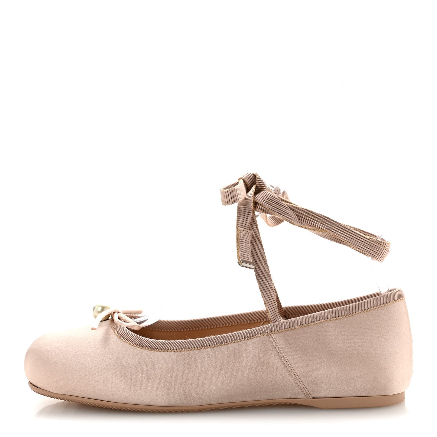 Satin Grosgrain D-Joy Ballet Flats 36 Beige Rose