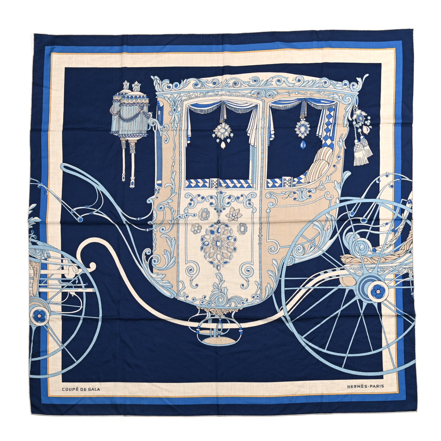 Cashmere Silk Coup De Gala Shawl 140 Marine Naturel Ciel