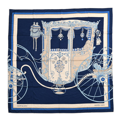 Hermes Cashmere Silk Coup De Gala Shawl 140 Marine Naturel Ciel 1 of 5