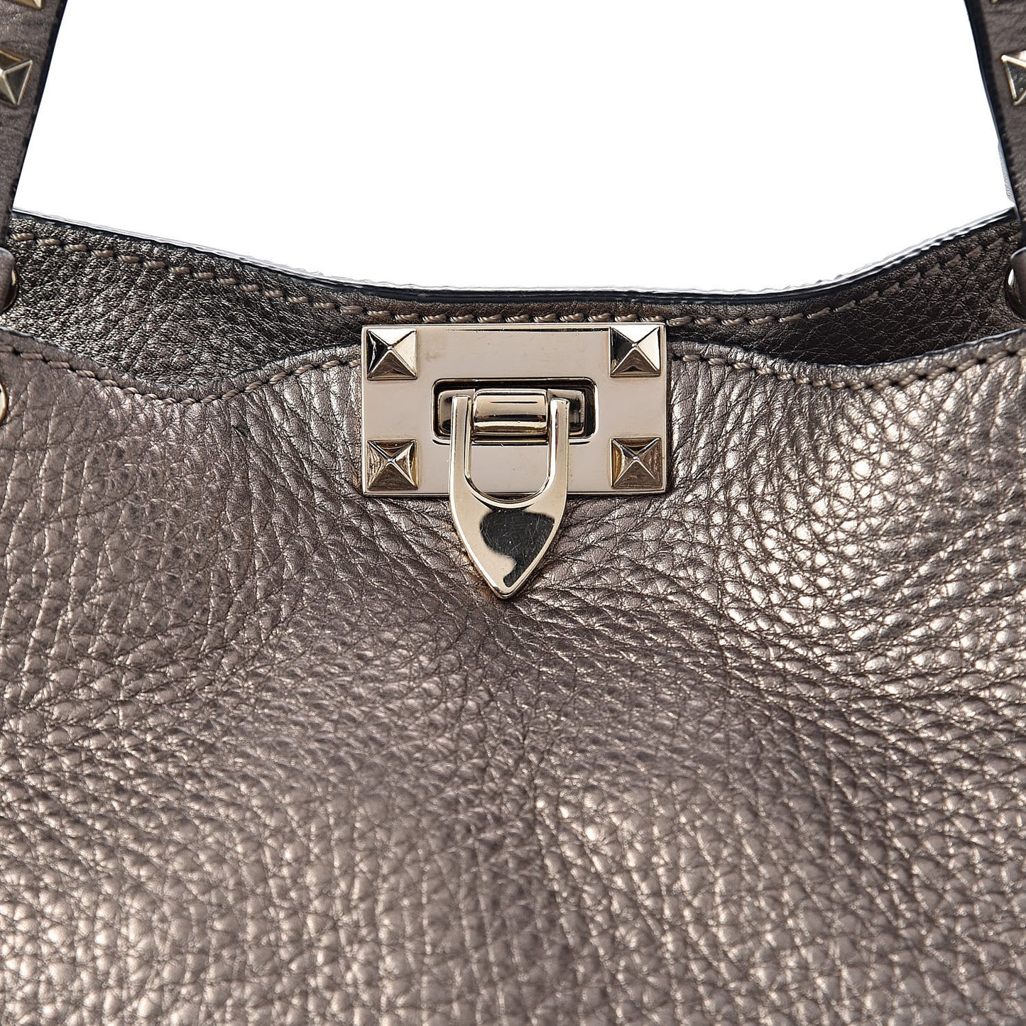 Metallic Alce Printed Calfskin Medium Rockstud Tote Sasso