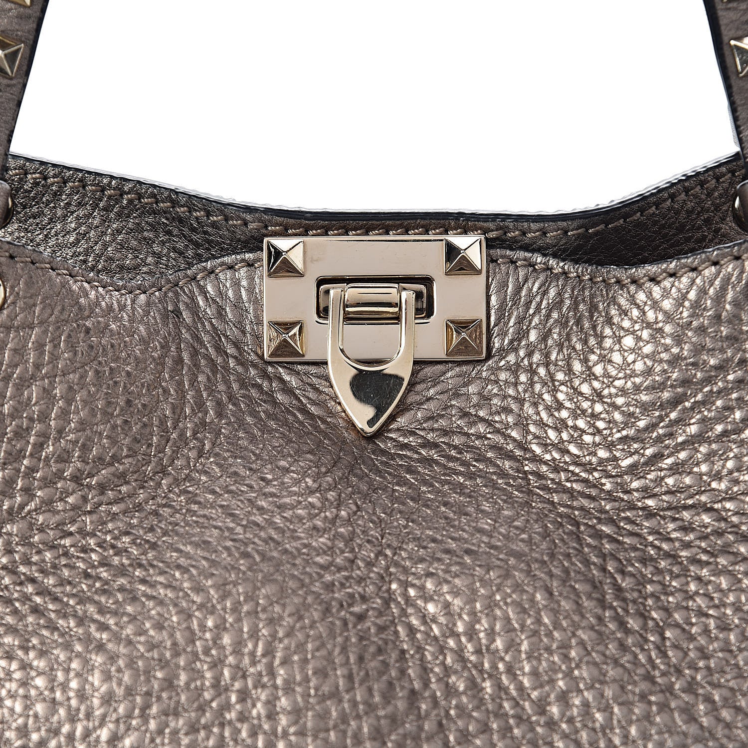 Valentino Garavani Metallic Alce Printed Calfskin Medium Rockstud Tote Sasso 9 of 14