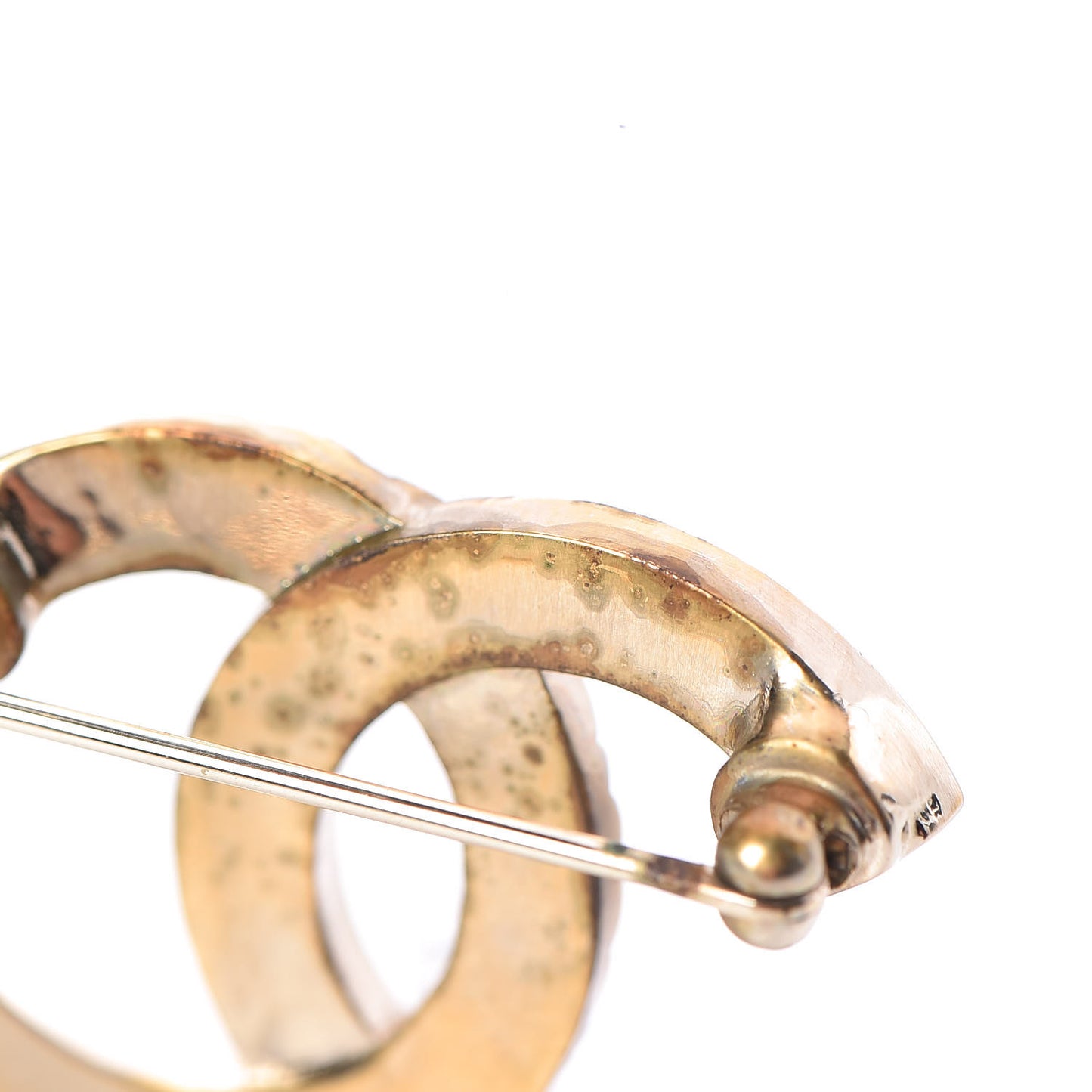 Baguette Crystal Quilted CC Brooch Gold
