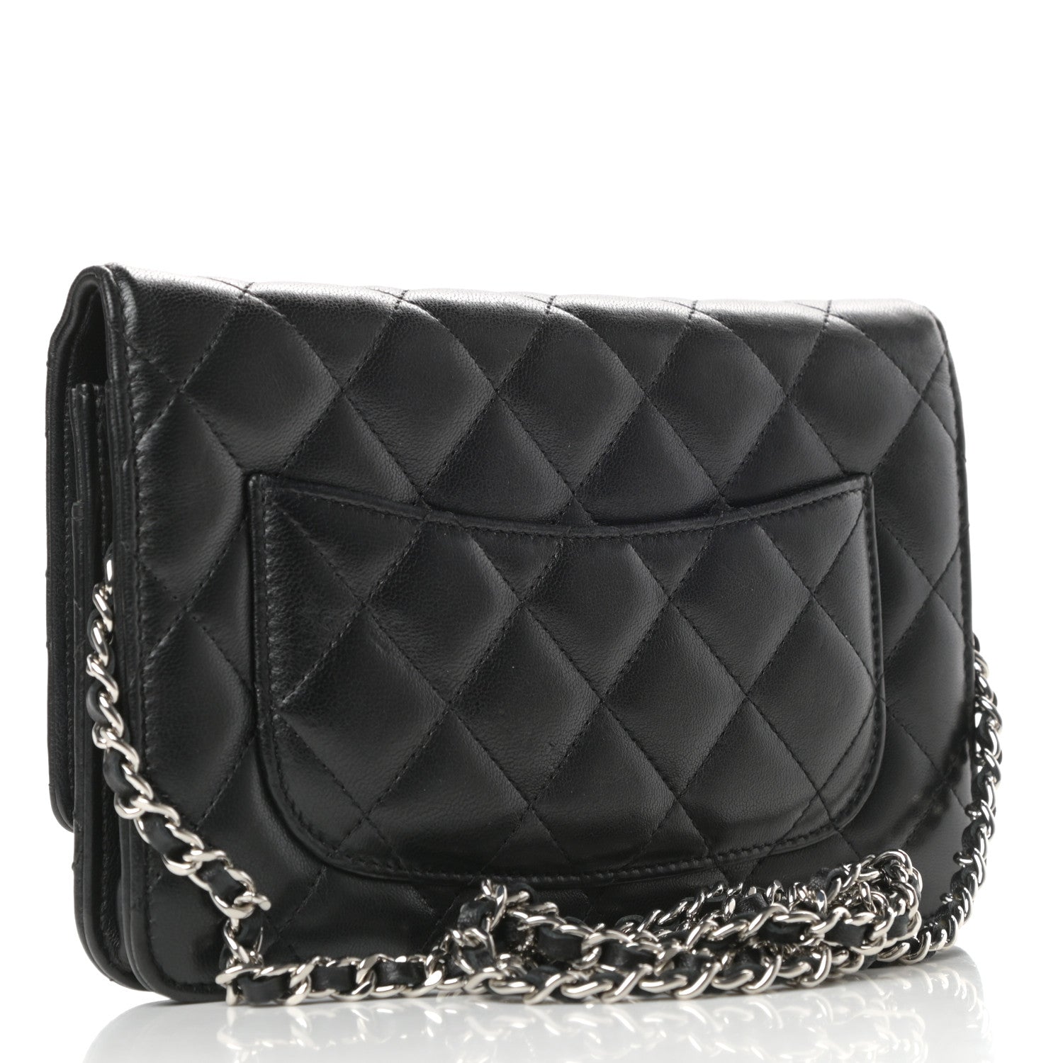 Chanel Lambskin Quilted Wallet On Chain WOC Black 3 of 12