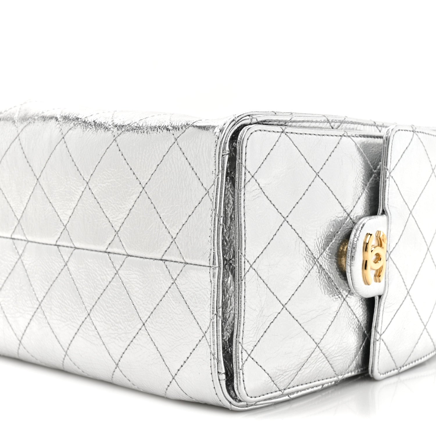 Chanel Metallic Crumpled Calfskin Quilted Small Chanel 25 Handbag Silvery 9 of 11