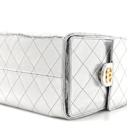Chanel Metallic Crumpled Calfskin Quilted Small Chanel 25 Handbag Silvery 9 of 11