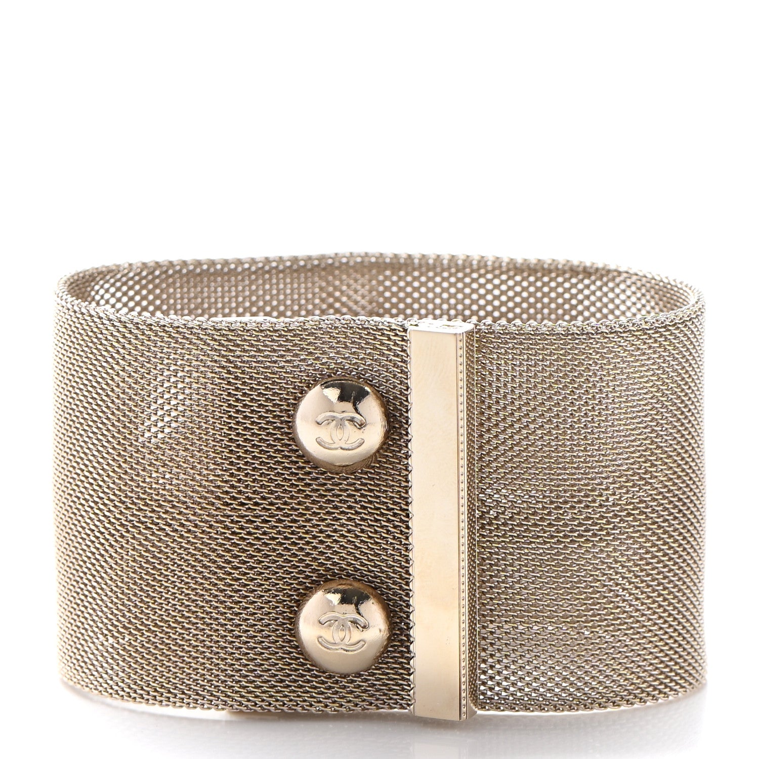 Chanel Metal Mesh CC Bracelet M Light Gold 3 of 6