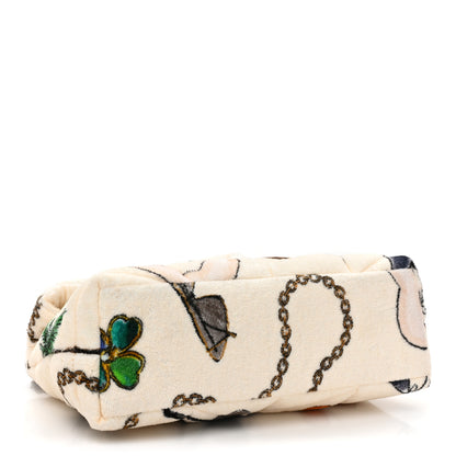 Saint Laurent Terrycloth Summer Print Quilted Small Loulou Puffer Monogram Chain Satchel Multicolor White 4 of 9
