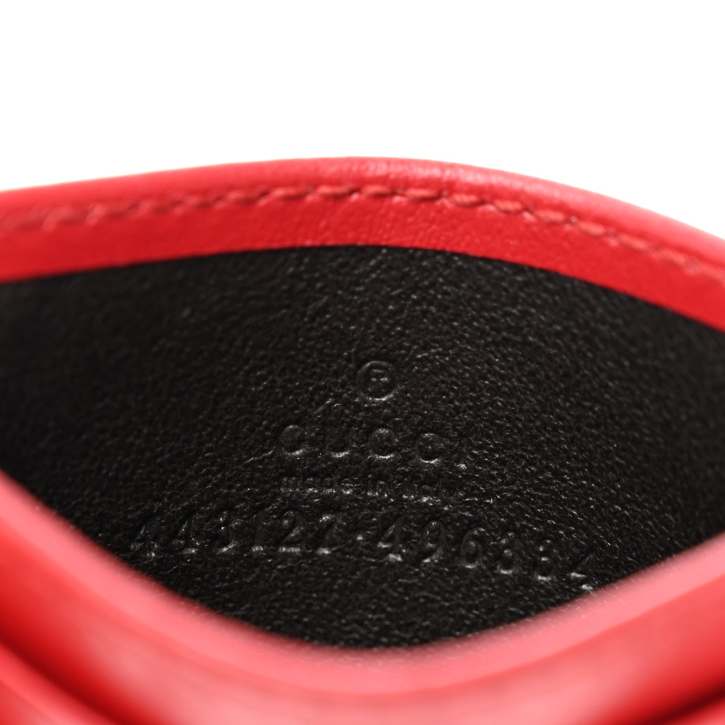 Calfskin Matelasse GG Marmont Card Holder Hibiscus Red