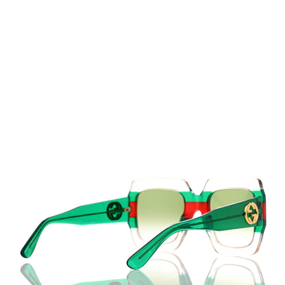 Gucci Square Web Frame GG0178S Sunglasses Green Red 4 of 8
