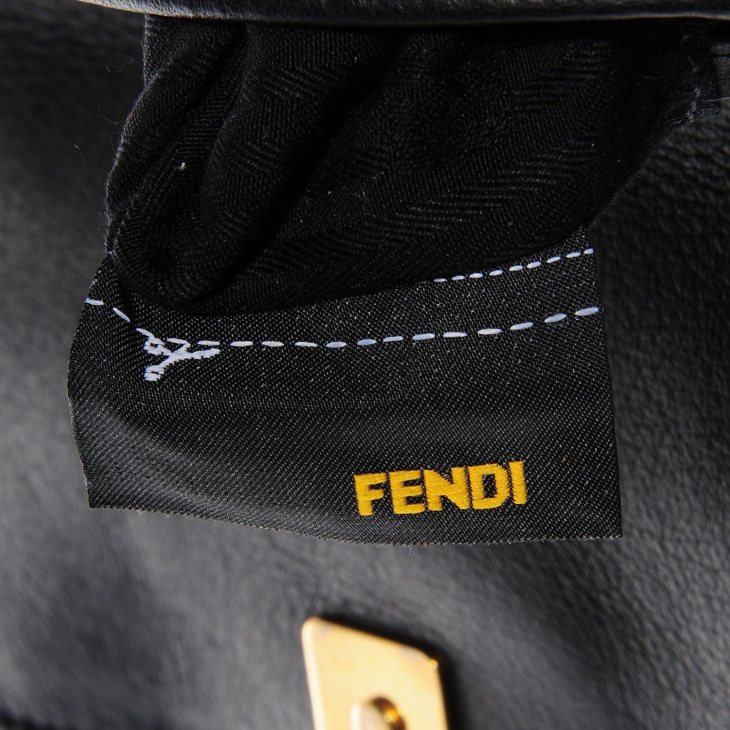 Fendi Vitello Flamingo Enamel Fendista Pouchette Crossbody Black 9 of 11